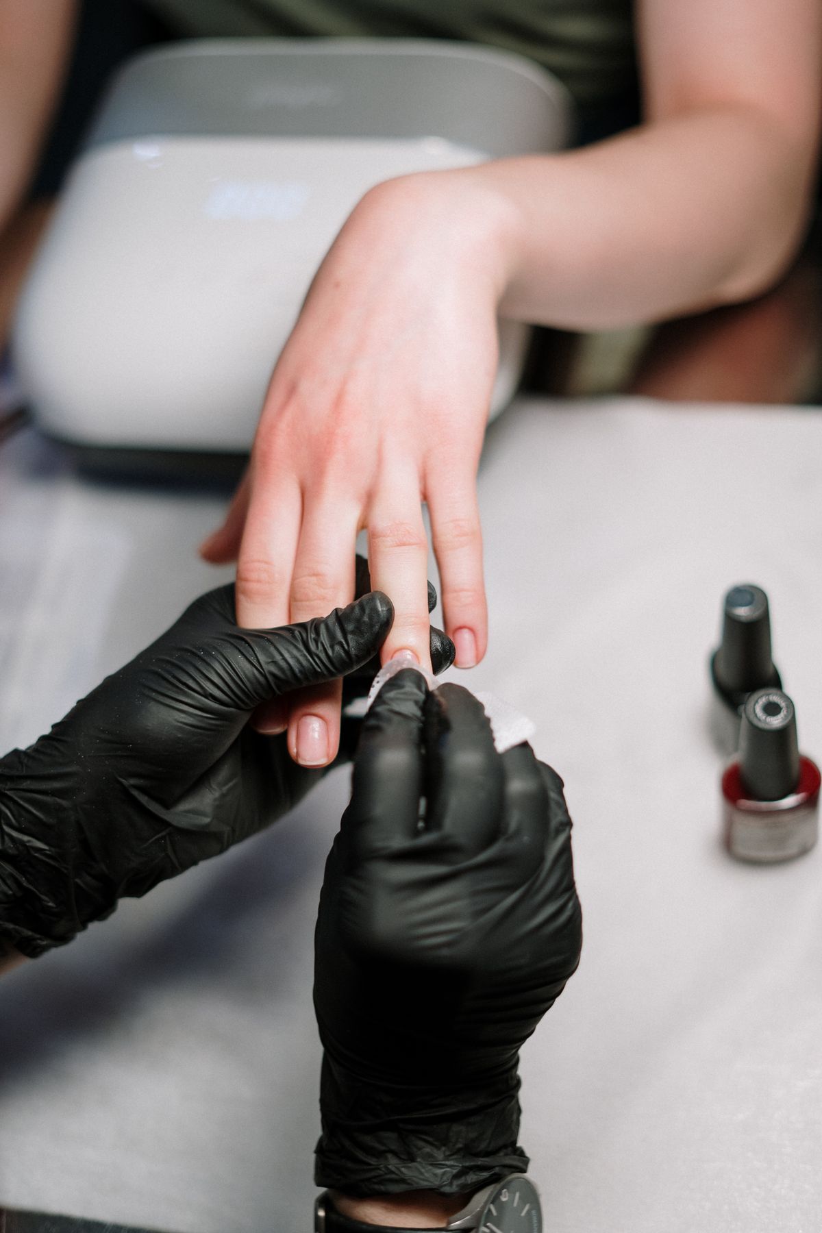 Manicure in progress at KS Salon, Murfreesboro